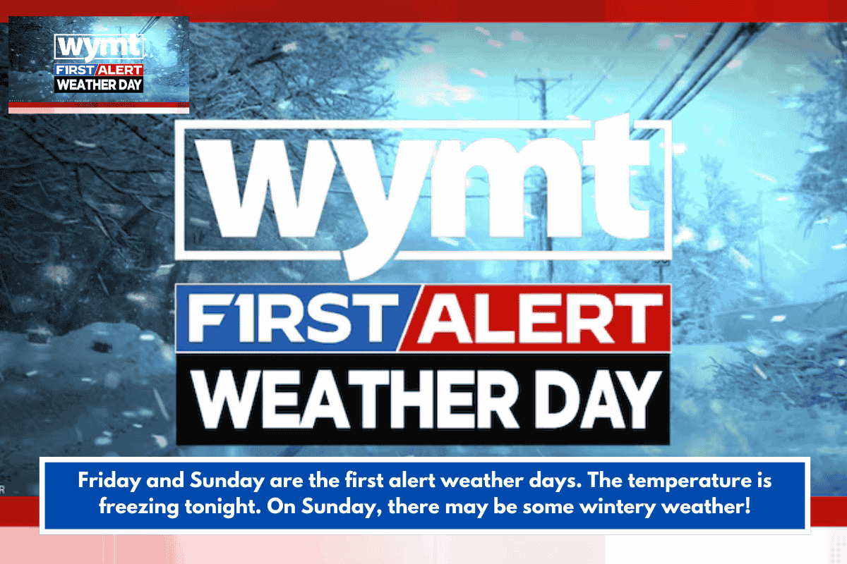 Friday and Sunday are the first alert weather days. The temperature is freezing tonight. On Sunday, there may be some wintery weather!