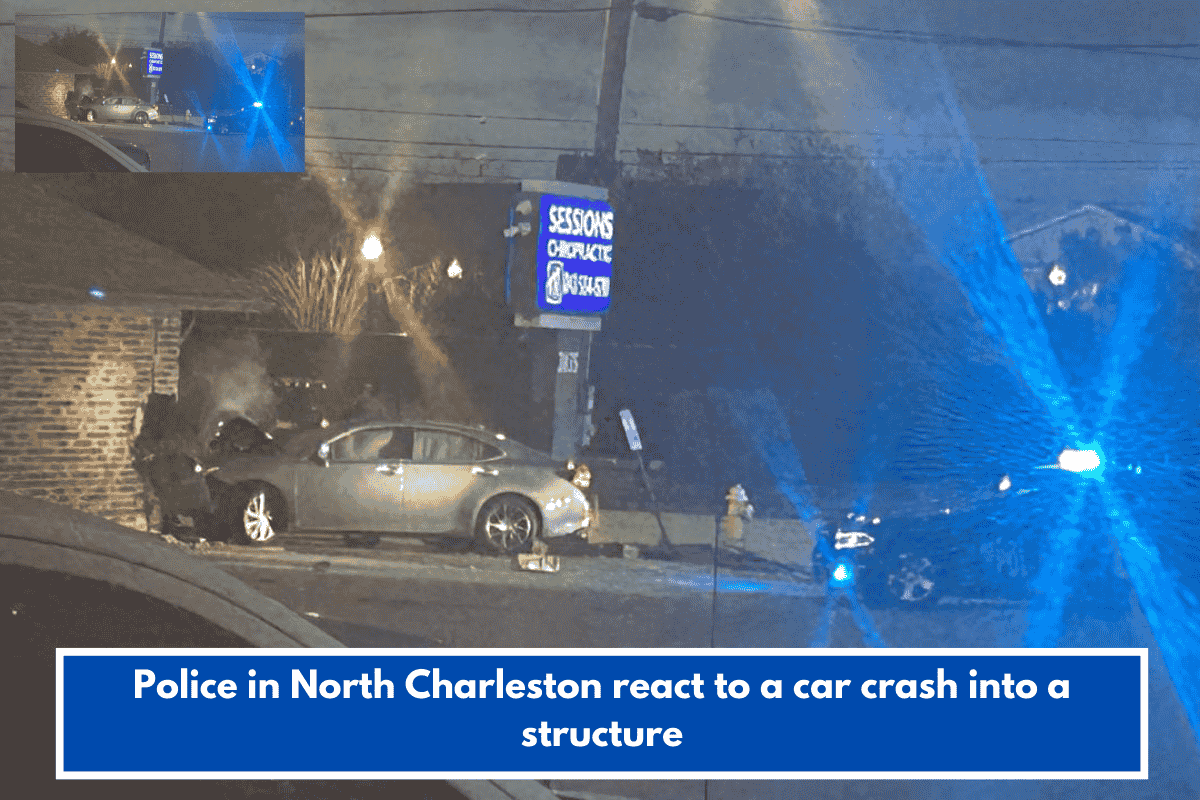 Police in North Charleston react to a car crash into a structure