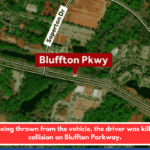 After being thrown from the vehicle, the driver was killed in a collision on Bluffton Parkway.