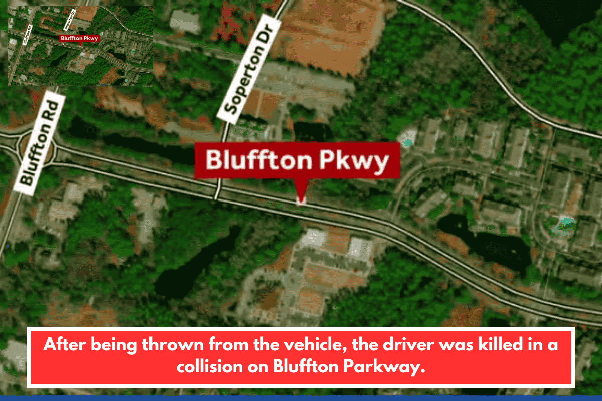 After being thrown from the vehicle, the driver was killed in a collision on Bluffton Parkway.