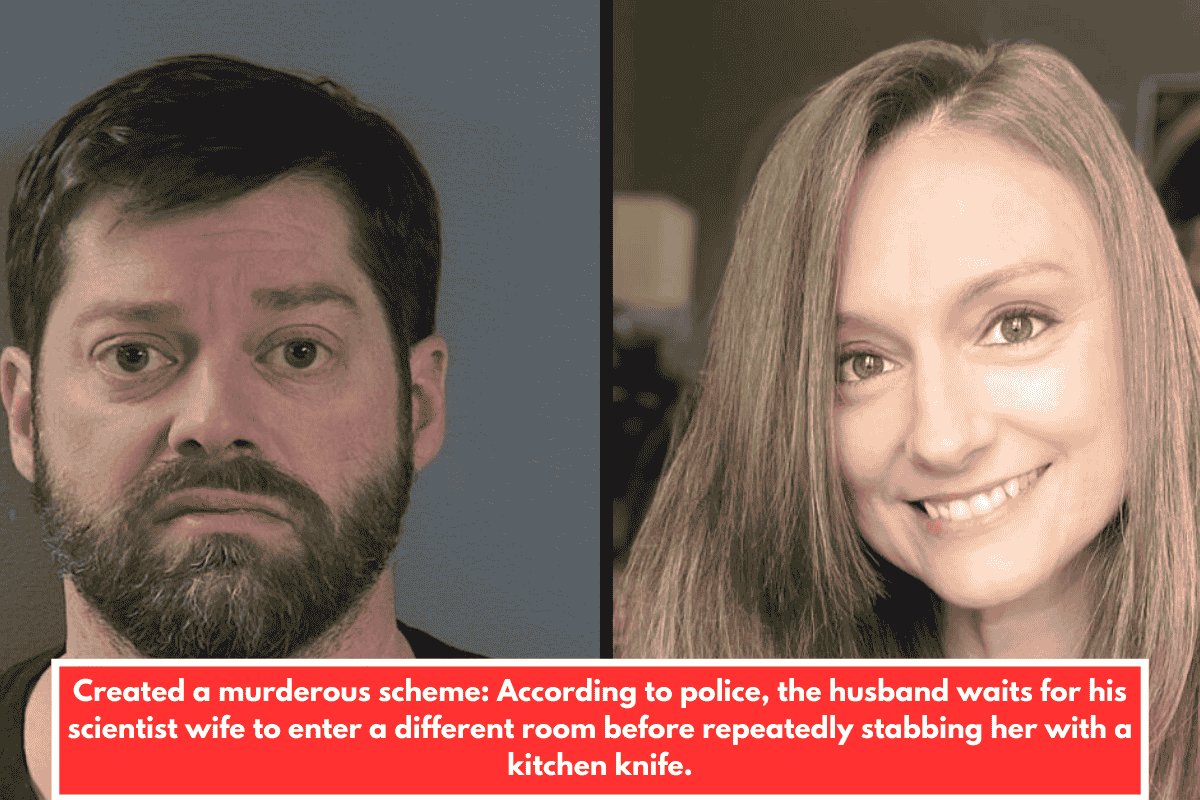 Created a murderous scheme: According to police, the husband waits for his scientist wife to enter a different room before repeatedly stabbing her with a kitchen knife.