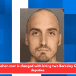 A Hanahan man is charged with biting two Berkeley County deputies.