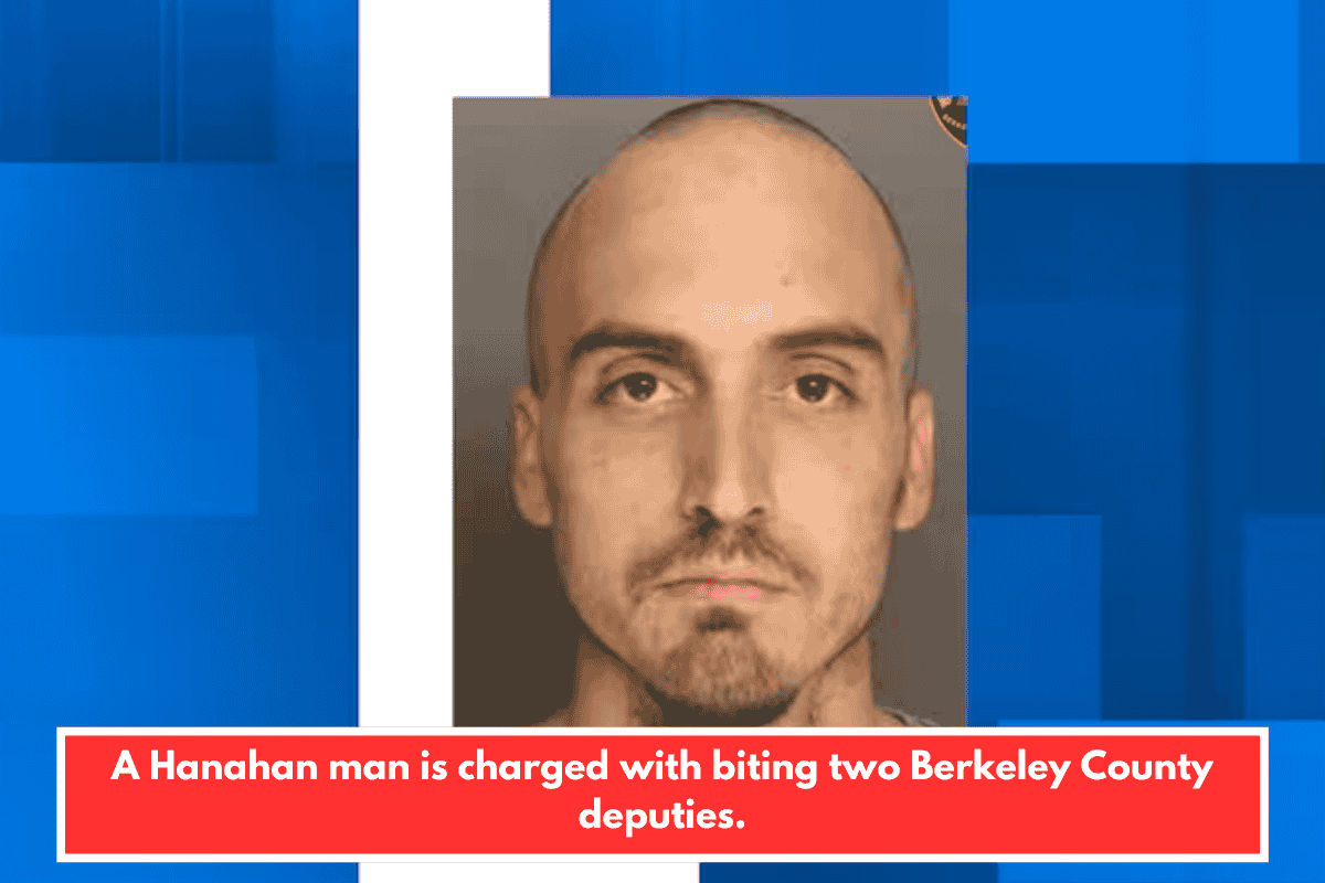 A Hanahan man is charged with biting two Berkeley County deputies.