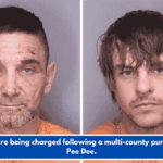 Two are being charged following a multi-county pursuit in Pee Dee.