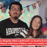 A man allegedly killed a girlfriend's ex-boyfriend and ex-girlfriend while three children were in a nearby van.