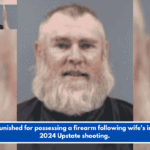 Felon punished for possessing a firearm following wife's injury in 2024 Upstate shooting.