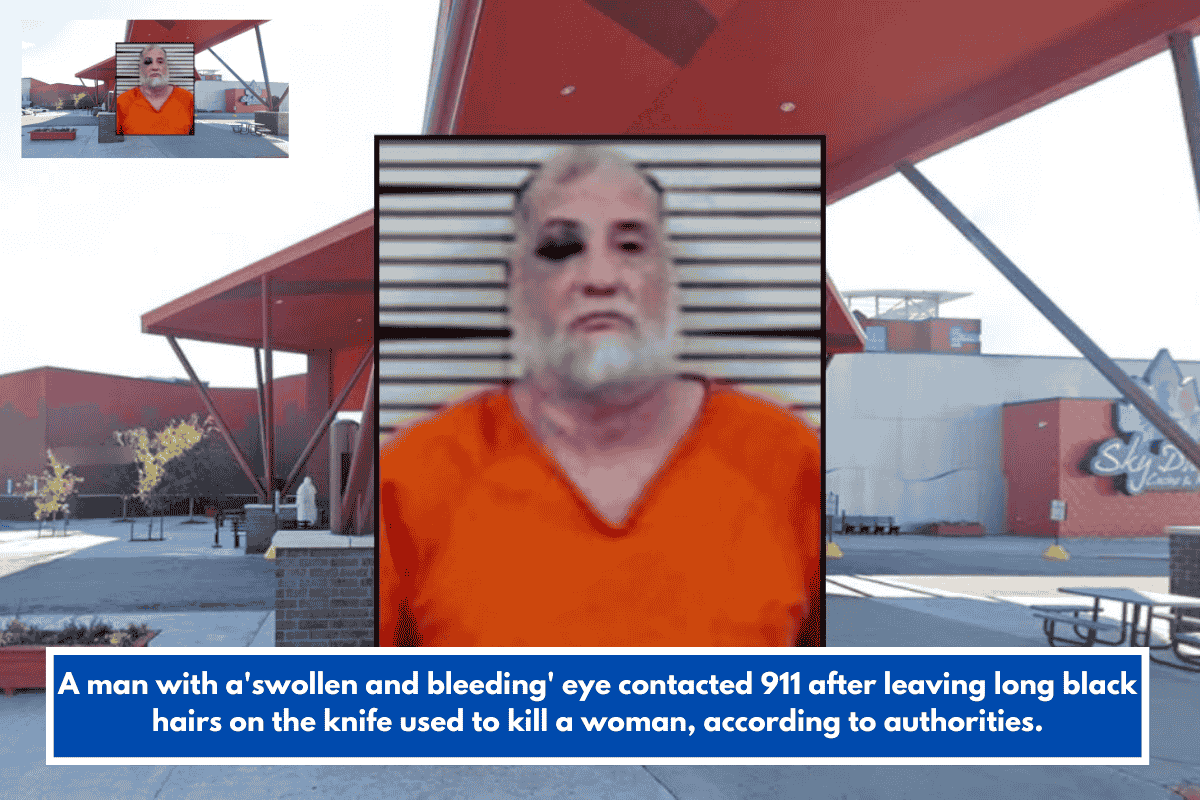 A man with a'swollen and bleeding' eye contacted 911 after leaving long black hairs on the knife used to kill a woman, according to authorities.