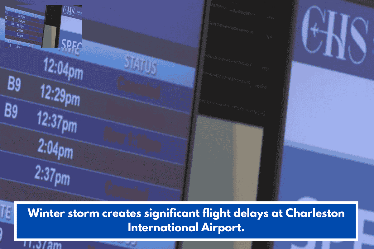 Winter storm creates significant flight delays at Charleston International Airport.