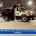 Greenville officials report numerous wrecks due to slippery roadways.