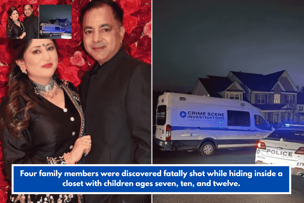 Four family members were discovered fatally shot while hiding inside a closet with children ages seven, ten, and twelve.