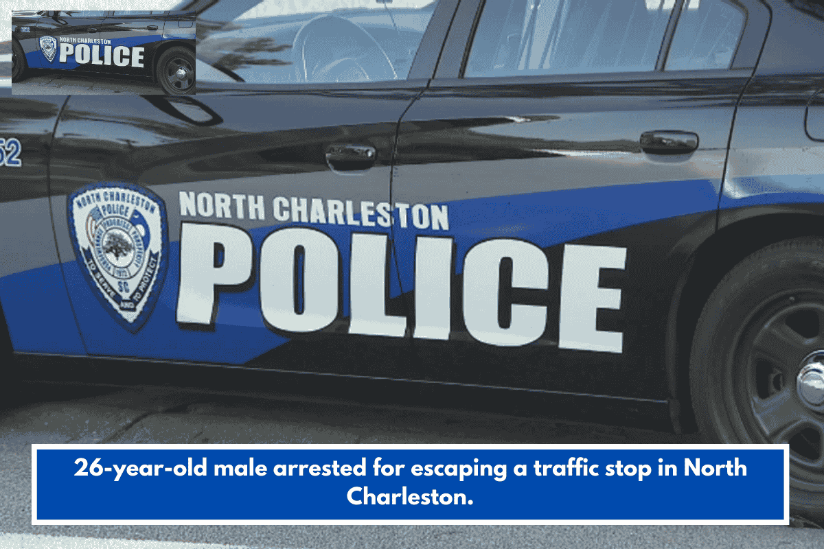 26-year-old male arrested for escaping a traffic stop in North Charleston.