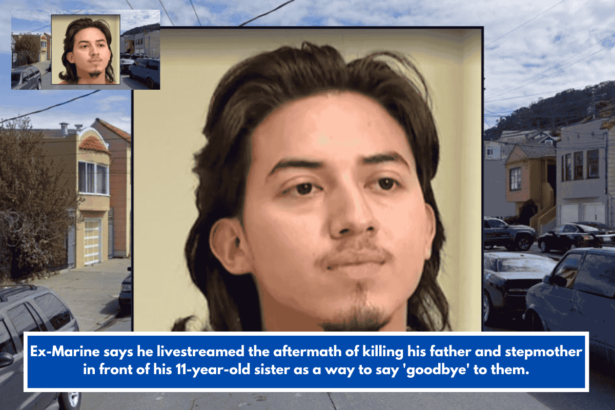 Ex-Marine says he livestreamed the aftermath of killing his father and stepmother in front of his 11-year-old sister as a way to say 'goodbye' to them.