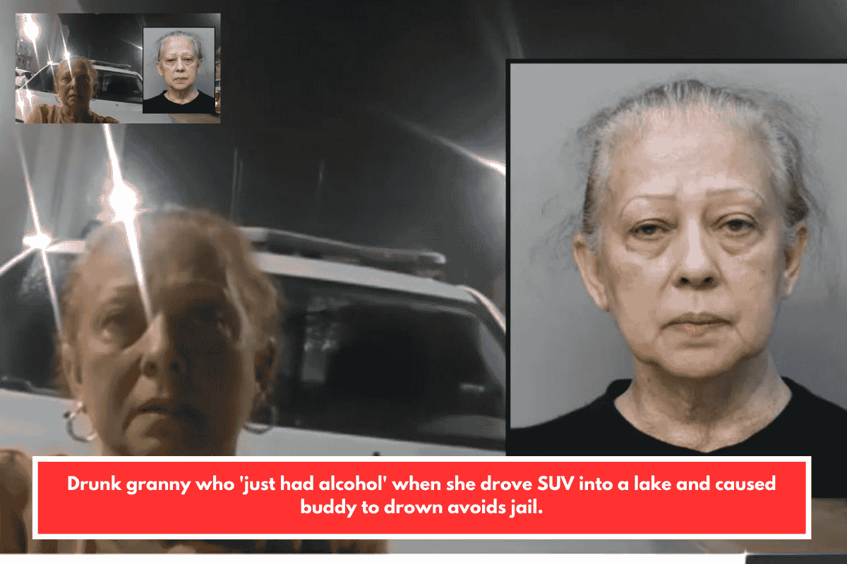 Drunk granny who 'just had alcohol' when she drove SUV into a lake and caused buddy to drown avoids jail.