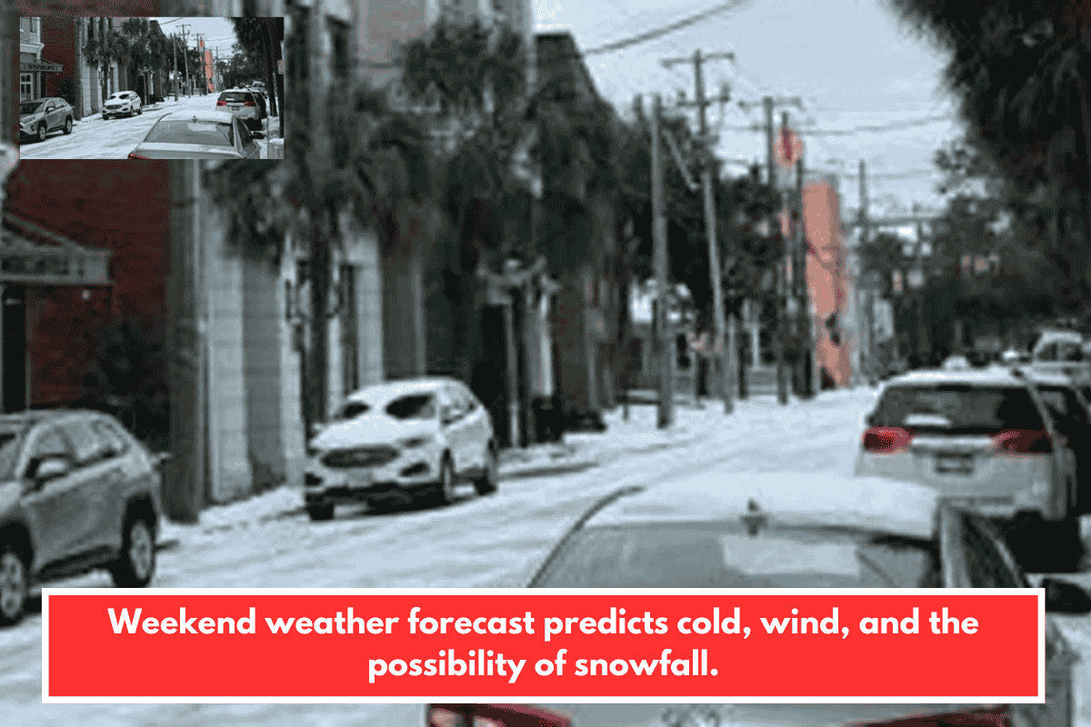 Weekend weather forecast predicts cold, wind, and the possibility of snowfall.
