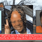 A 7-year-old girl was shot in the head while being driven home from school by her mother along with her sister and cousins.