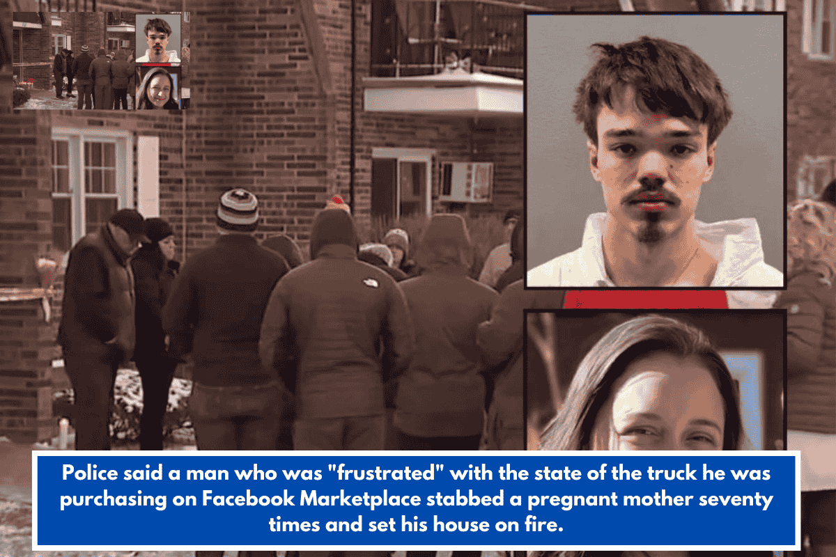 Police said a man who was "frustrated" with the state of the truck he was purchasing on Facebook Marketplace stabbed a pregnant mother seventy times and set his house on fire.