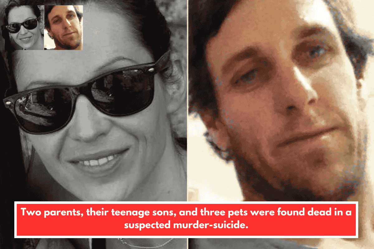Two parents, their teenage sons, and three pets were found dead in a suspected murder-suicide.
