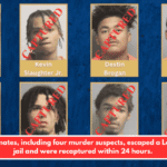 Eight inmates, including four murder suspects, escaped a Louisiana jail and were recaptured within 24 hours.