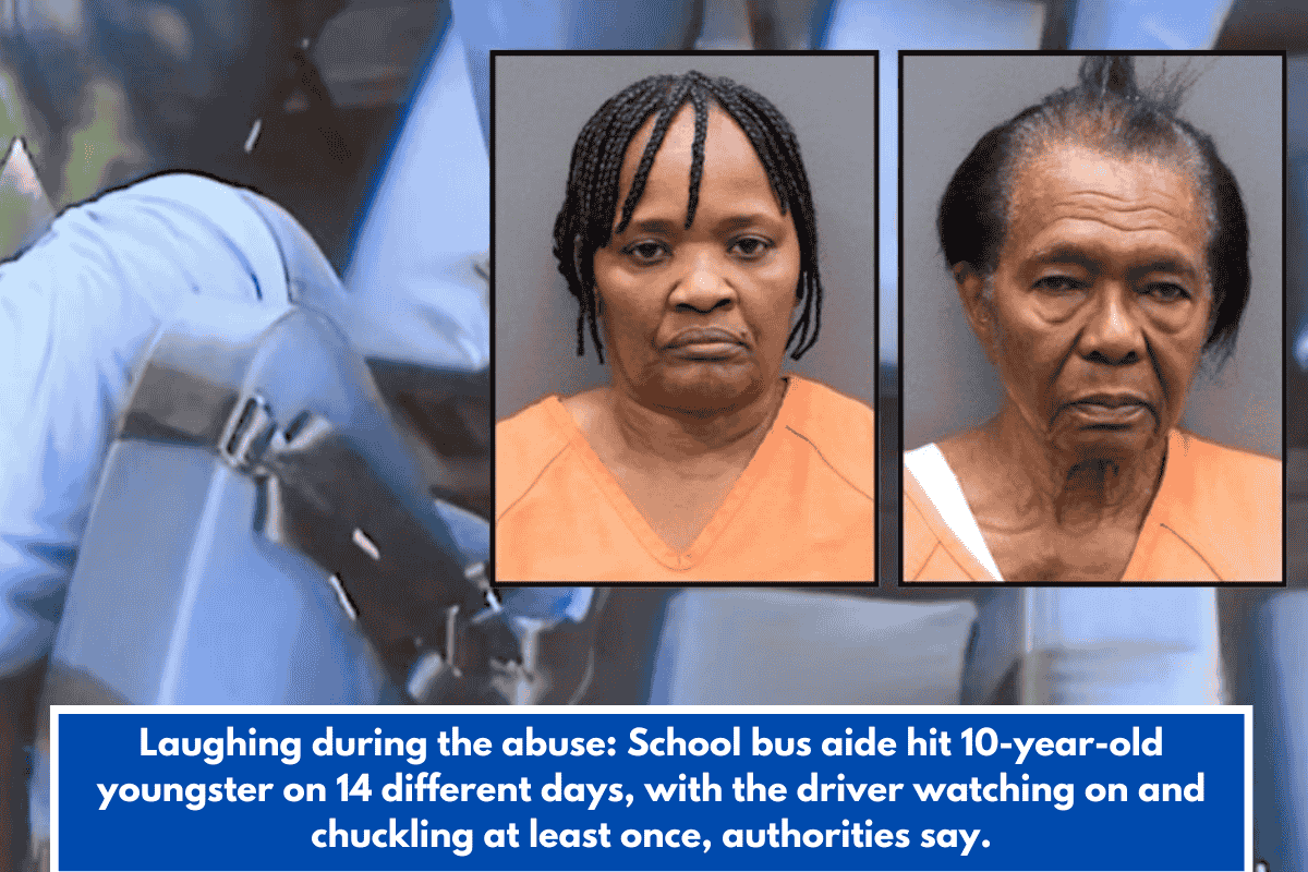Laughing during the abuse: School bus aide hit 10-year-old youngster on 14 different days, with the driver watching on and chuckling at least once, authorities say.