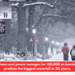 Travel chaos and power outages for 150,000 as bomb cyclone predicts the biggest snowfall in 20 years.