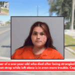 The mother of a one-year-old who died after being strangled by a car seat strap while left alone is in even more trouble. Cops