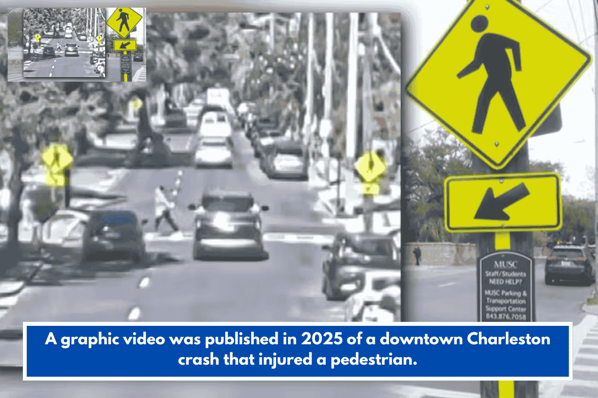 A graphic video was published in 2025 of a downtown Charleston crash that injured a pedestrian.