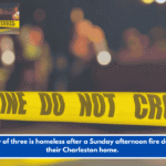 A family of three is homeless after a Sunday afternoon fire damages their Charleston home.