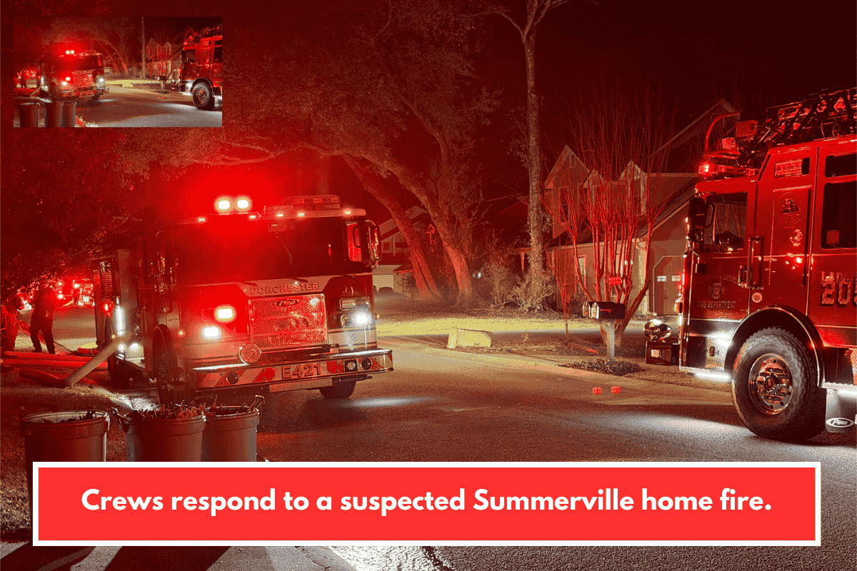Crews respond to a suspected Summerville home fire.