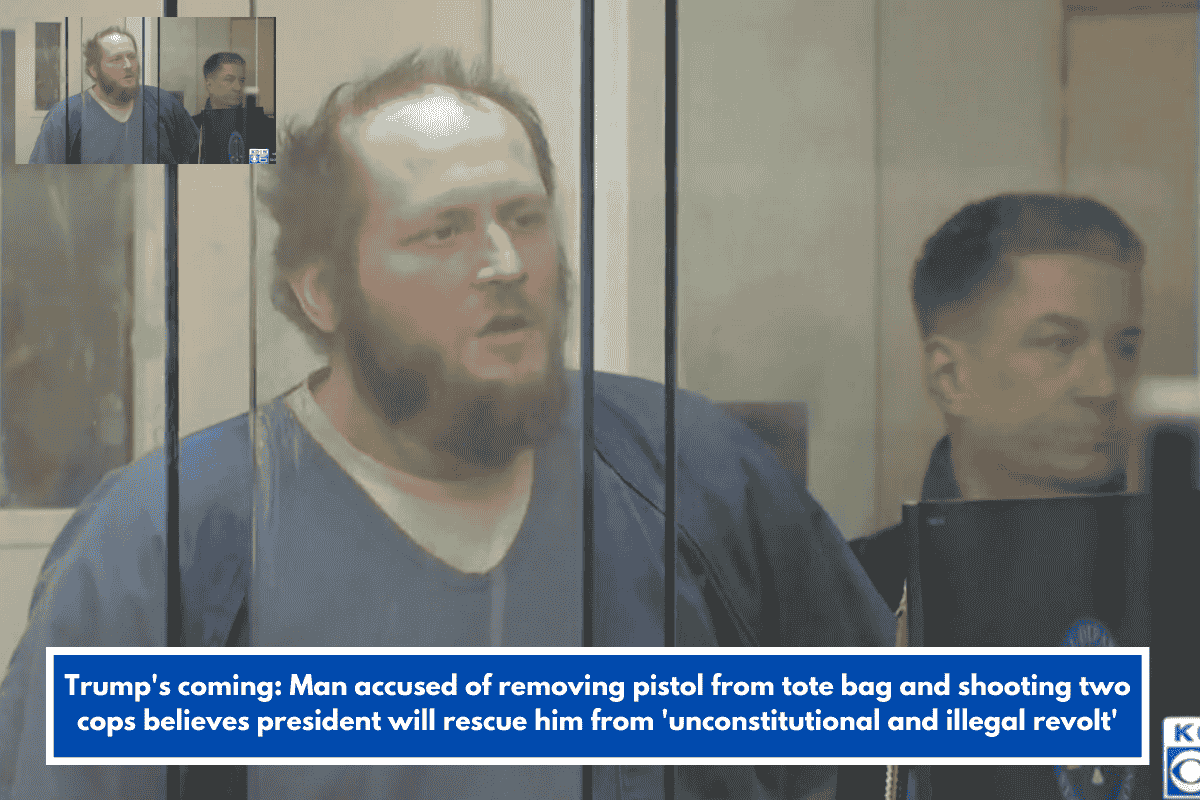 Trump's coming: Man accused of removing pistol from tote bag and shooting two cops believes president will rescue him from 'unconstitutional and illegal revolt'