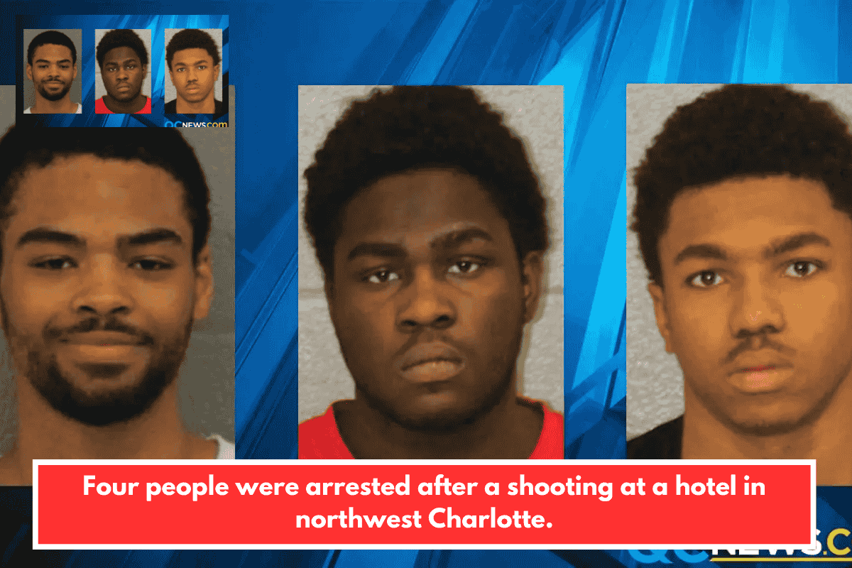 Four people were arrested after a shooting at a hotel in northwest Charlotte.