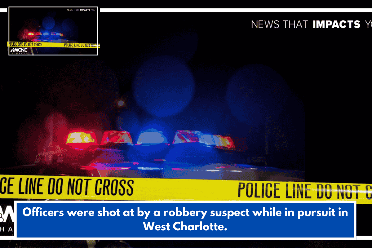 Officers were shot at by a robbery suspect while in pursuit in West Charlotte.