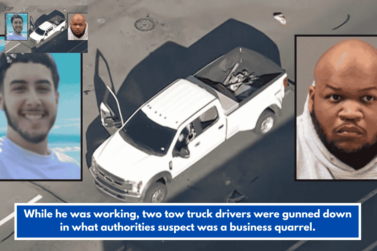While he was working, two tow truck drivers were gunned down in what authorities suspect was a business quarrel.