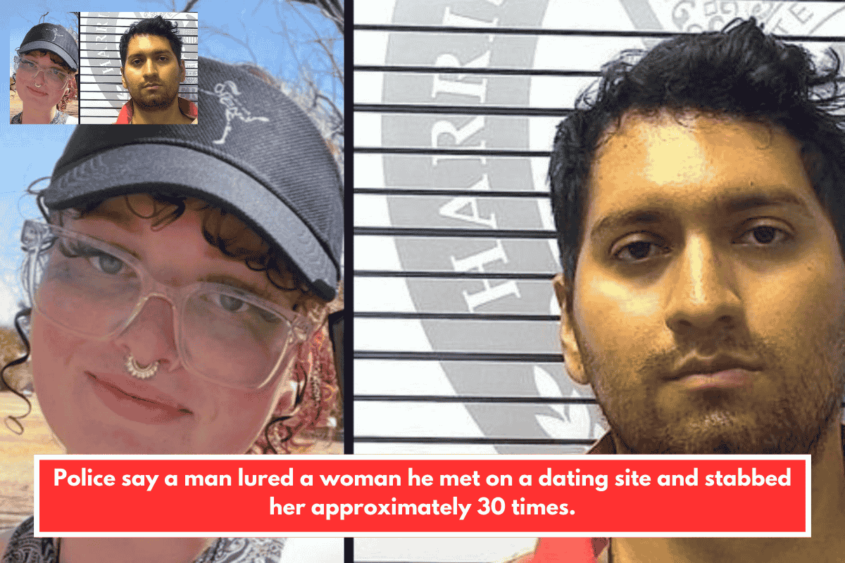 Police say a man lured a woman he met on a dating site and stabbed her approximately 30 times.