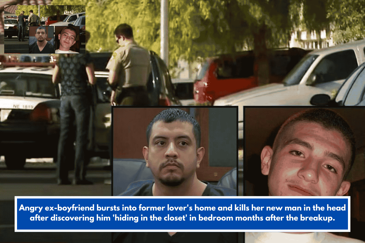 Angry ex-boyfriend bursts into former lover's home and kills her new man in the head after discovering him 'hiding in the closet' in bedroom months after the breakup.