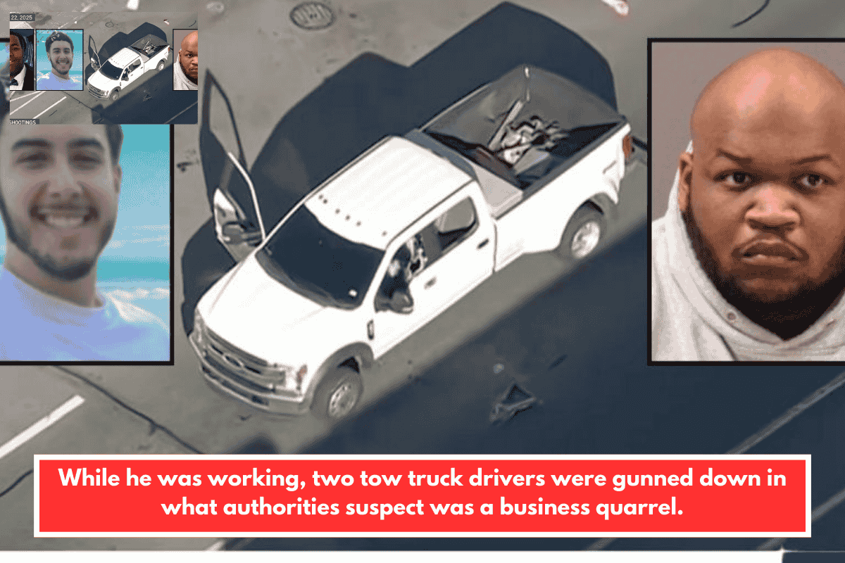 While he was working, two tow truck drivers were gunned down in what authorities suspect was a business quarrel.