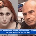 Police allege that a woman beat her boyfriend with a hammer and left him to die half-naked in a tool shed.