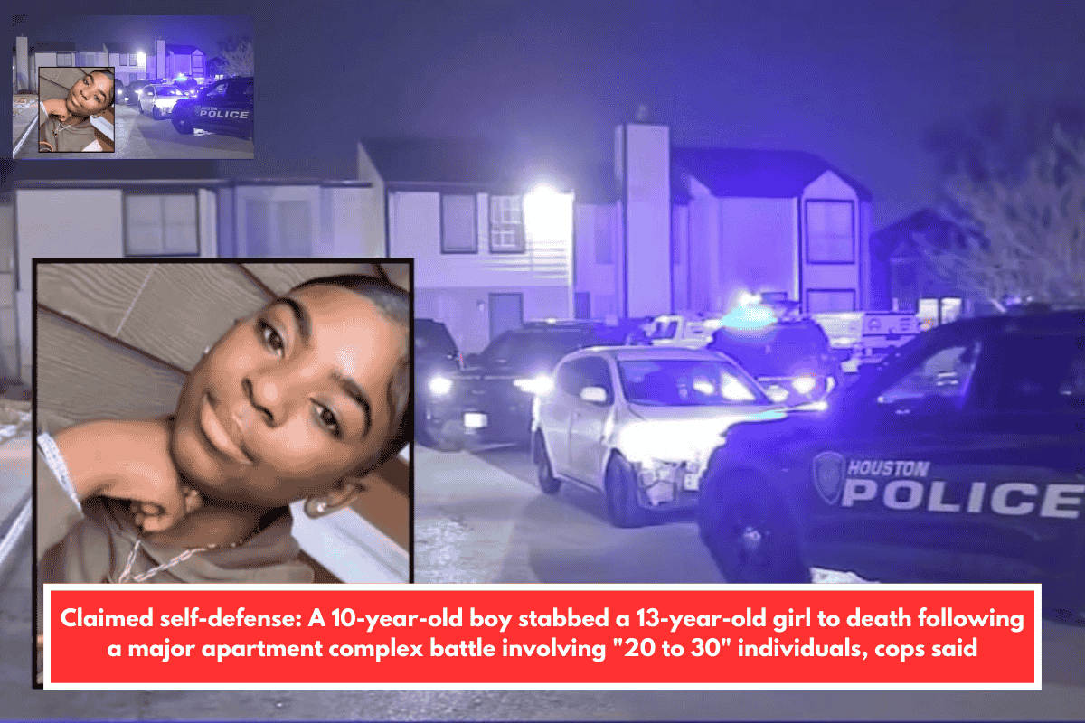 Claimed self-defense: A 10-year-old boy stabbed a 13-year-old girl to death following a major apartment complex battle involving "20 to 30" individuals, cops said