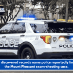 Newly discovered records name police reportedly linked to the Mount Pleasant exam-cheating case.