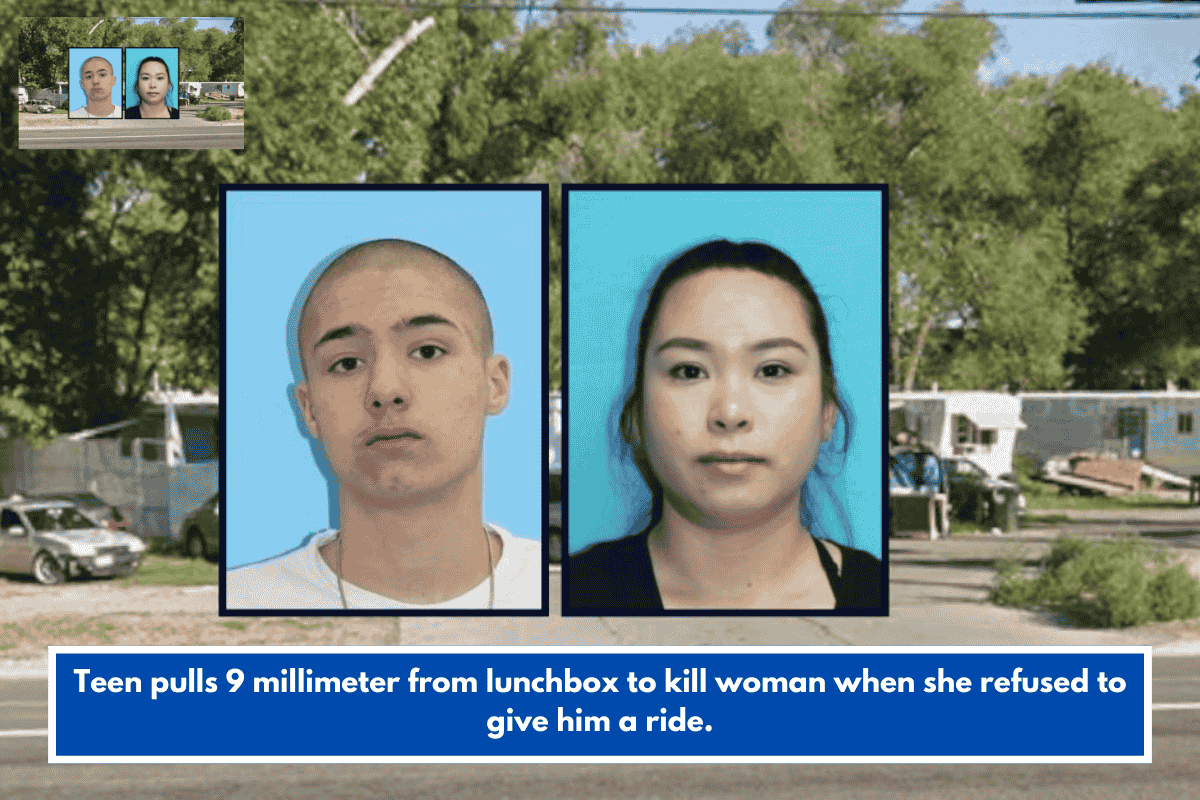 Teen pulls 9 millimeter from lunchbox to kill woman when she refused to give him a ride.