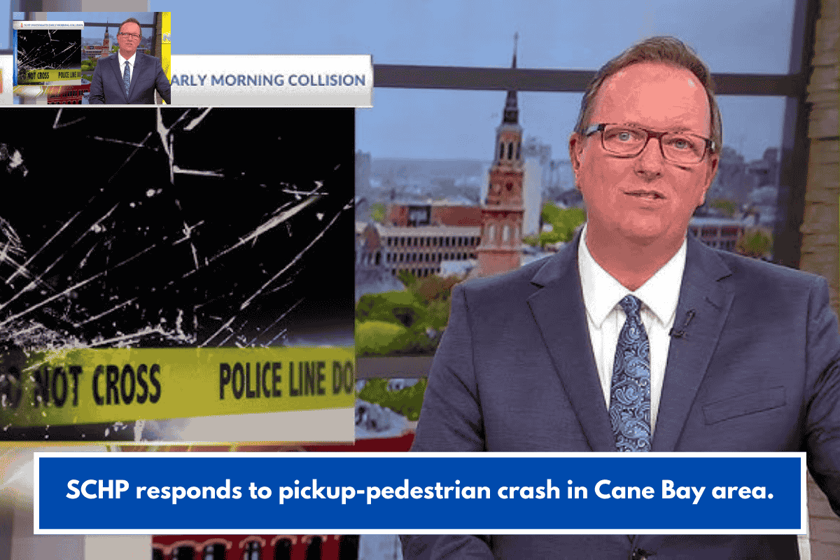 SCHP responds to pickup-pedestrian crash in Cane Bay area.