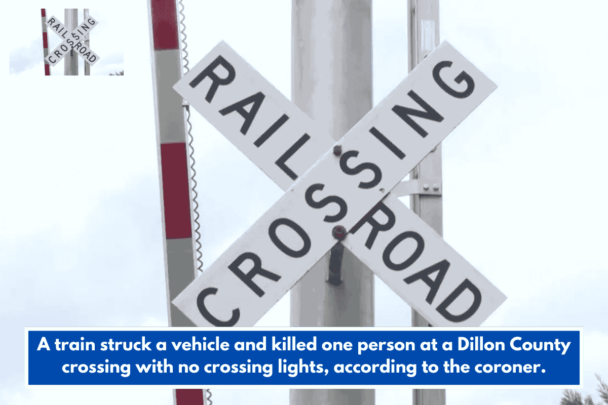 A train struck a vehicle and killed one person at a Dillon County crossing with no crossing lights, according to the coroner.