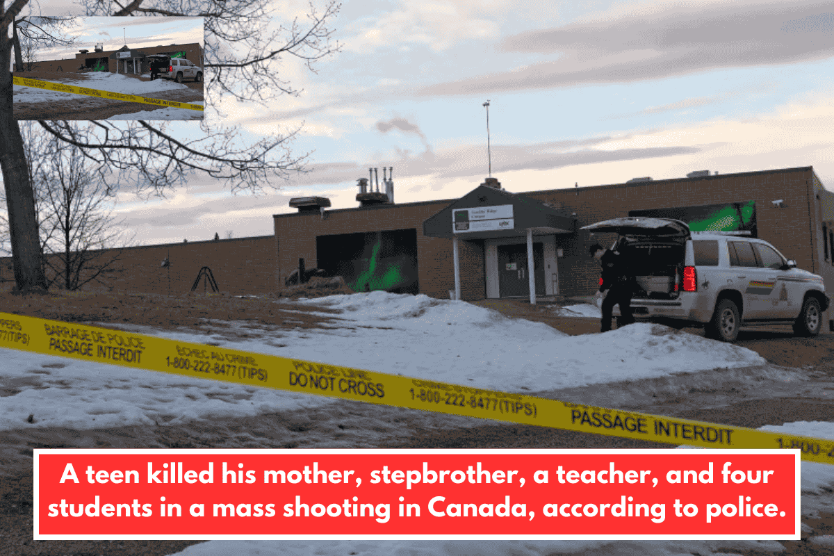 A teen killed his mother, stepbrother, a teacher, and four students in a mass shooting in Canada, according to police.