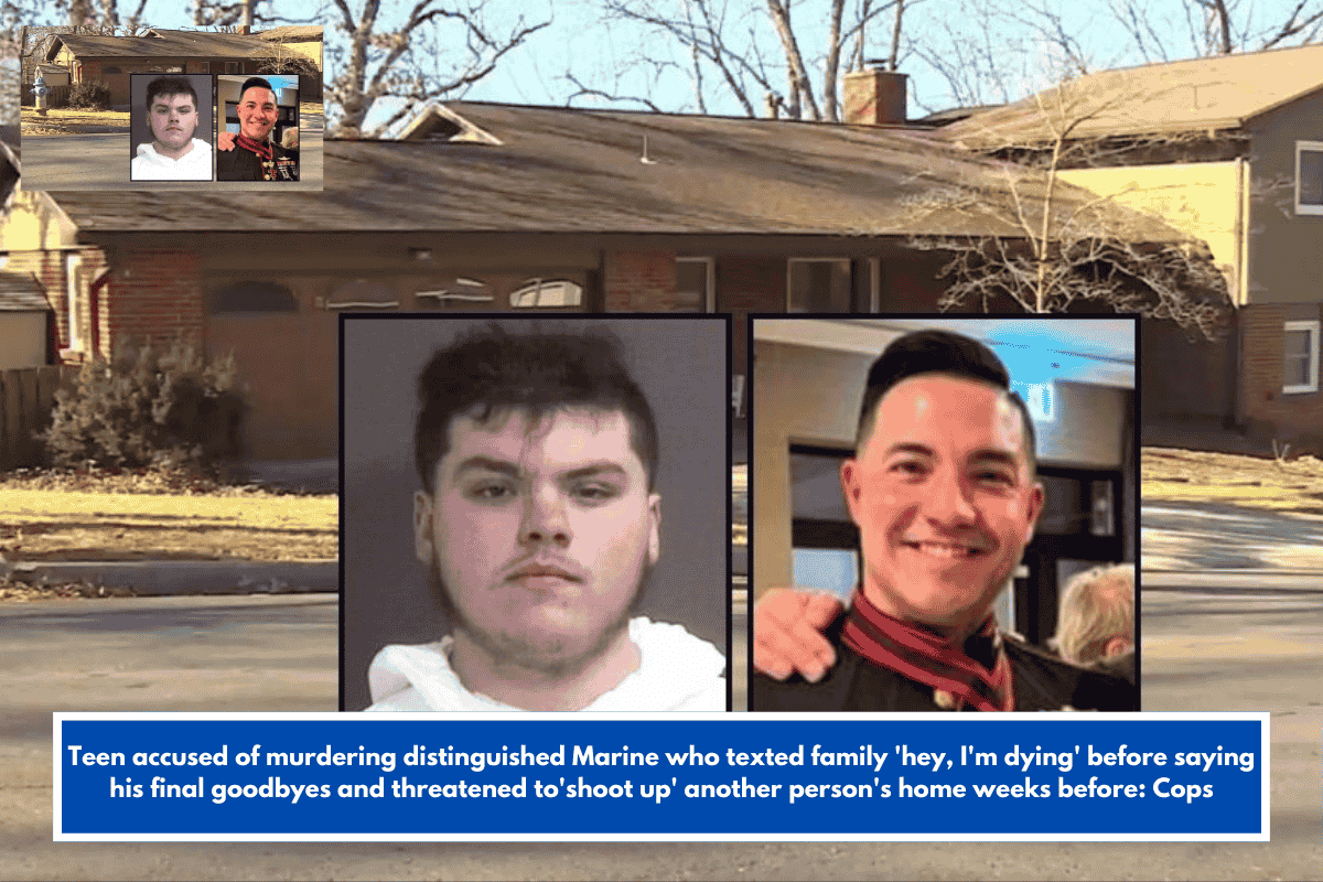 Teen accused of murdering distinguished Marine who texted family 'hey, I'm dying' before saying his final goodbyes and threatened to'shoot up' another person's home weeks before: Cops