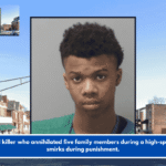 Convicted killer who annihilated five family members during a high-speed chase smirks during punishment.