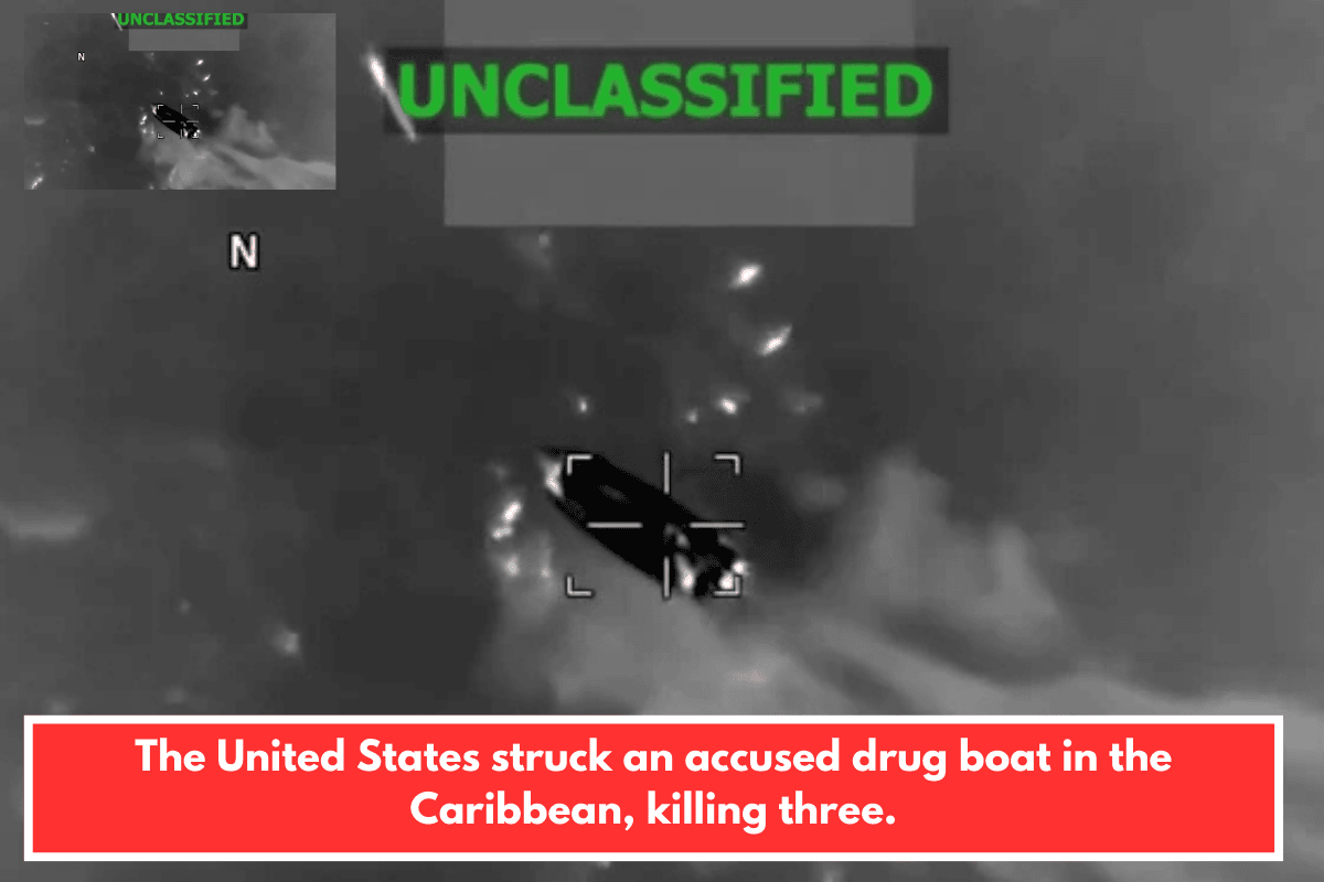 The United States struck an accused drug boat in the Caribbean, killing three.