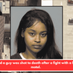 Police said a guy was shot to death after a fight with a lady at a motel.
