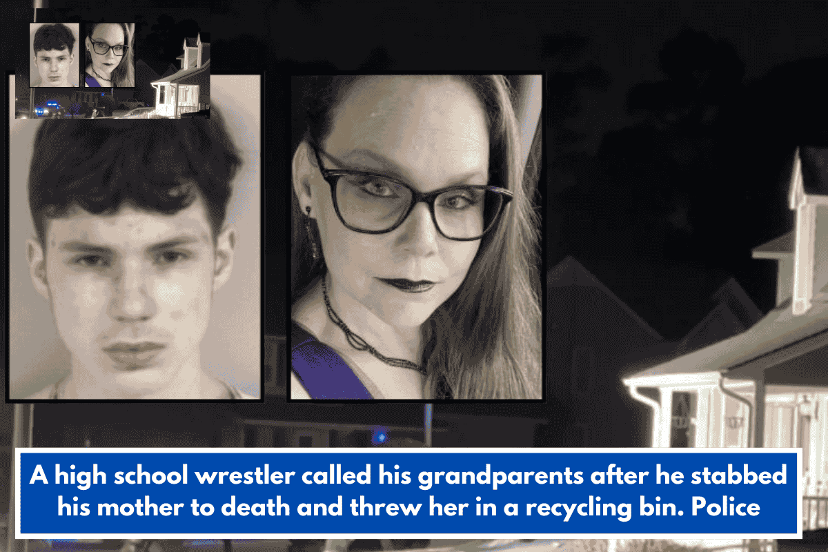 A high school wrestler called his grandparents after he stabbed his mother to death and threw her in a recycling bin. Police