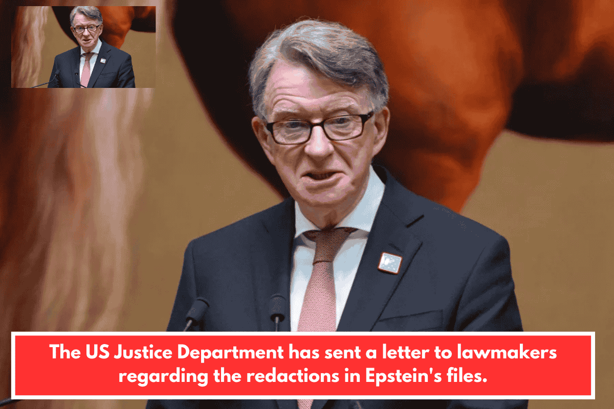 The US Justice Department has sent a letter to lawmakers regarding the redactions in Epstein's files.