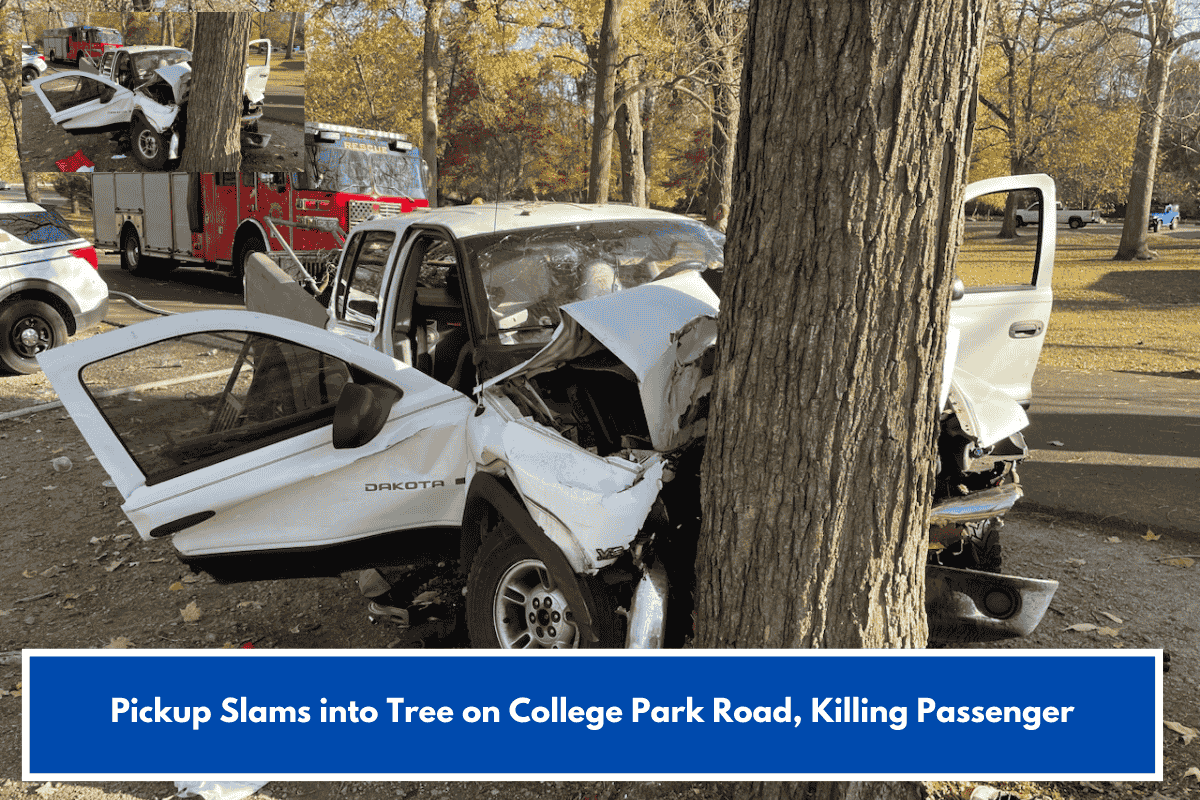 Pickup Slams into Tree on College Park Road, Killing Passenger