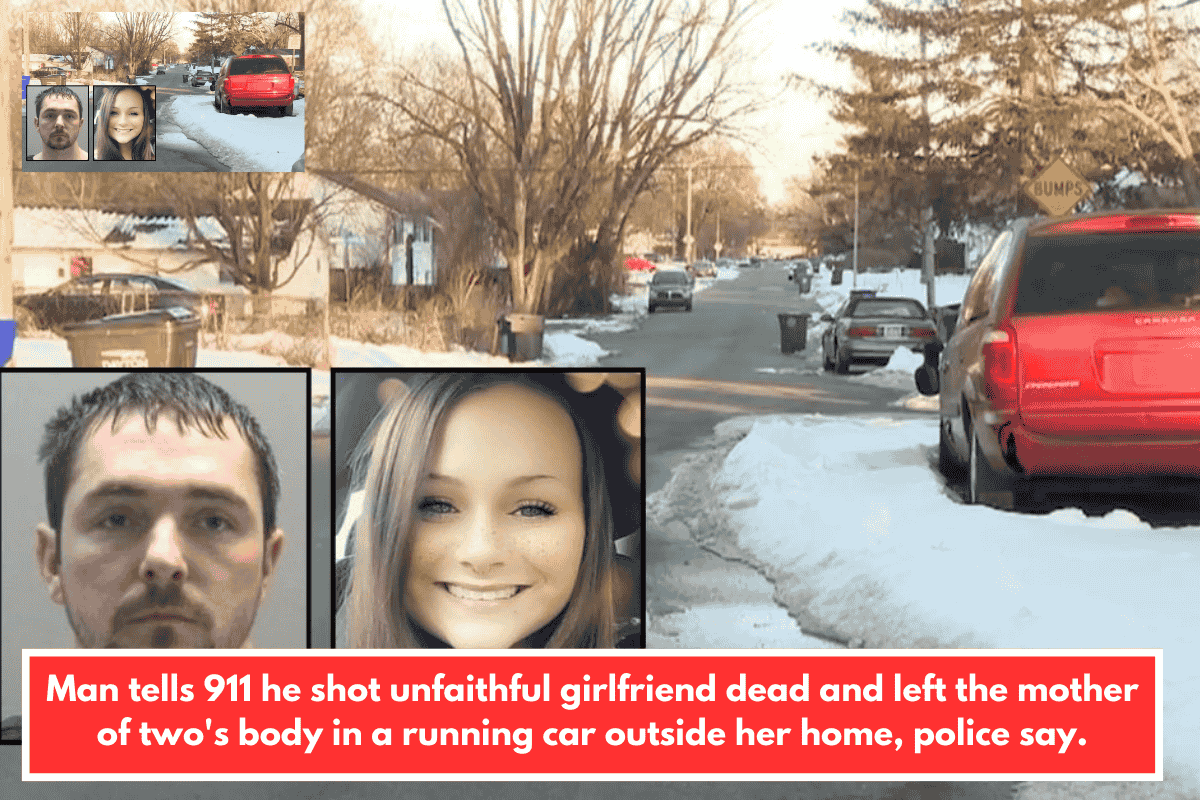 Man tells 911 he shot unfaithful girlfriend dead and left the mother of two's body in a running car outside her home, police say.
